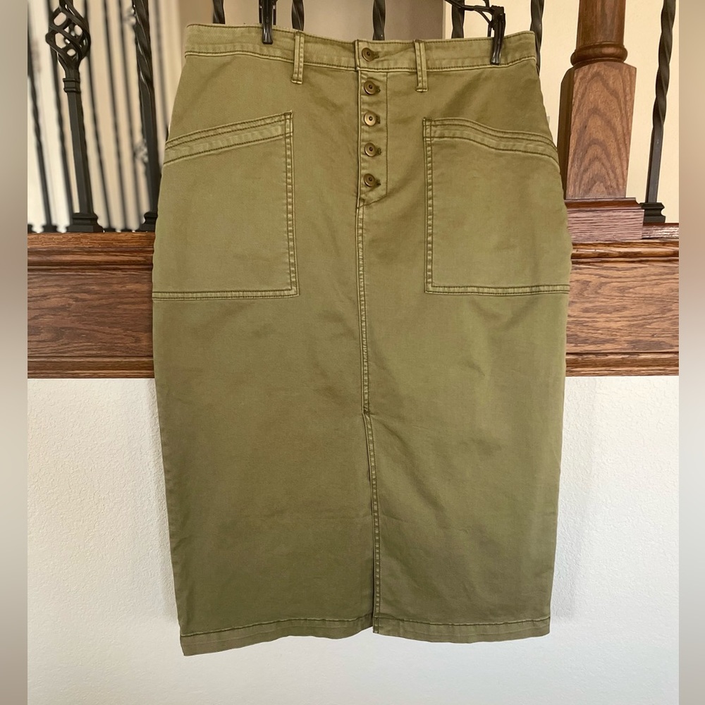 NWT Anthropologie Olive Green Midi Skirt
